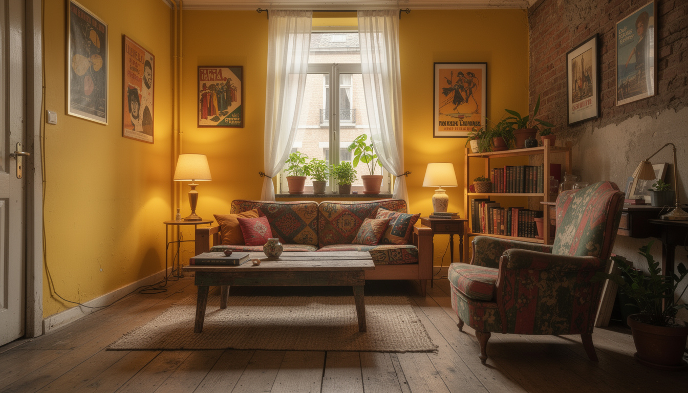 découvrez une charmante petite maison bruxelloise aux couleurs vives, offrant un intérieur chaleureux et unique qui allie confort et originalité.