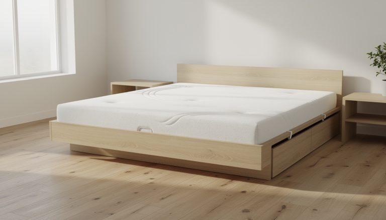 découvrez le lit coffre 140x190 sans tête de lit, l'option idéale pour optimiser l'espace et adopter un style simple et fonctionnel dans votre chambre.